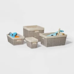 14.75" X 13" X 11" Large Lined Woven Milk Crate Gray - Brightroom™: Decorative Storage Basket, Rectangle, Traditional Style -Home Storage GUEST 054d99f6 5bc4 4b73 87f9 e39da675c247