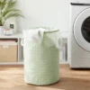 Scrunchable Round Laundry Hamper Green Stitch Grid - Brightroom™ -Home Storage GUEST 07f14b1b 5e23 459e b82d 742d90a4165f