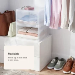 Stackable Large Bin Front Opening Clear - Brightroom™: Transparent Utility Storage, 19 Volume, Stackable -Home Storage GUEST 09f1c98f 252d 41a1 b5d1 c8454577430d