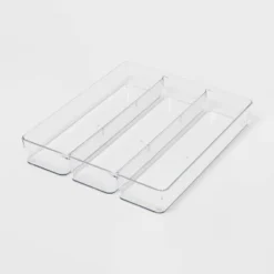 3 Compartment Plastic Drawer Flatware Organizer - Brightroom™: Clear In-Drawer Storage, Contemporary Style, 16"x13" -Home Storage GUEST 0b625425 29fc 4f01 a3c1 bb0716510ee2