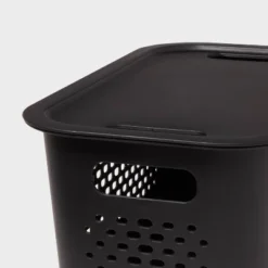 Narrow Decorative Plastic Lid Black - Brightroom™: Storage Bin, Cut-Out Handles, 13" Cube System Compatible -Home Storage GUEST 0e563402 7377 4f86 8bca 889ad7a7b3f2