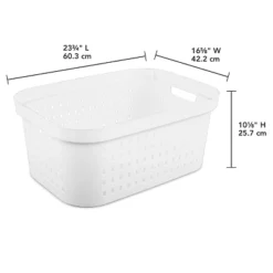 1.5bu Rectangle Modern Laundry Basket - Brightroom™: White Plastic Clothes Basket With Built-In Handles, Medium Size -Home Storage GUEST 139dbc74 c30a 4b9b 9d81 d46fe8160b69