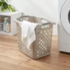 2.1bu Lamper Gray - Brightroom™: Plastic Clothes Hamper With Built-In Handles, Open-Top, 1 Compartment, 19.55 Capacity