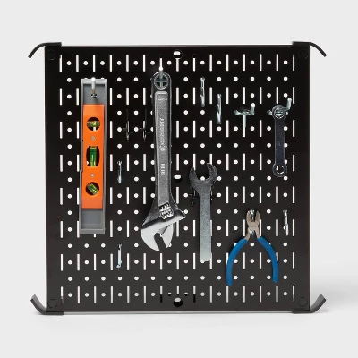16" Square Metal Pegboard - Brightroom™: Wall & Garage Storage Organizer, Carbon Steel, Black, 100 Lb Capacity 5 16" Square Metal Pegboard - Brightroom™: Wall & Garage Storage Organizer, Carbon Steel, Black, 100 Lb Capacity - Image 3