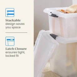 Medium Frosted Latching Storage Box - Brightroom™: Stackable Polypropylene Tote With Lid, 48L Capacity -Home Storage GUEST 26086a48 e4ef 4a9c a11a 7ec2b449b8a7