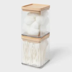 Extra Small Clear Canister With Bamboo Lid 2pk - Brightroom™ -Home Storage GUEST 29c43741 9f61 4a61 97ff cdce5bf96f80