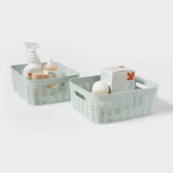 2pk Wave Medium Decorative Basket Mint Green - Brightroom™ -Home Storage GUEST 2e56a169 a339 4bae 9f0b 0a12fcf63ee8