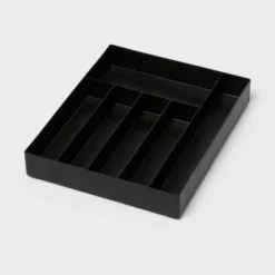 6 Compartment Plastic Drawer Flatware Organizer Black - Brightroom™: Silverware & Utensil Kitchen Drawer Tray -Home Storage GUEST 2f174af0 656c 401a ac23 1134fc577f44