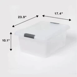 Medium Frosted Latching Storage Box - Brightroom™: Stackable Polypropylene Tote With Lid, 48L Capacity -Home Storage GUEST 31645692 b442 466a 830f 80177189691a