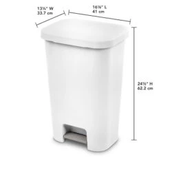 11.9gal Step Trash Can White - Brightroom™: Pedal-Operated Kitchen Garbage Can, Textured Plastic, Indoor Use 19 11.9gal Step Trash Can White - Brightroom™: Pedal-Operated Kitchen Garbage Can, Textured Plastic, Indoor Use -Home Storage GUEST 35e7401c bb00 4cc0 a5ee 9418702acbc6
