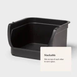 4.6qt Open Front Stackable Storage Bin - Brightroom™: Portable Black Utility, Universal Storage, 5" Height -Home Storage GUEST 37e3c57e b404 4225 8b9d 9ee4f026b278