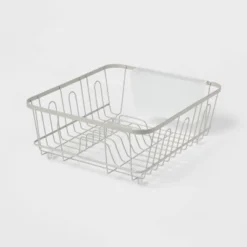 Small Steel Dish Drainer Brushed Nickel - Brightroom™: Freestanding Dish Drying Rack With Utensil Holder -Home Storage GUEST 3927068a 1a25 41c8 8863 97f25420b0c7