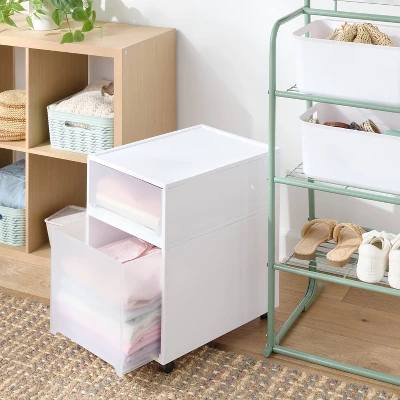 Modern Tall Narrow Drawer With Caster Wheel With Lock White 1pc - Brightroom™ 3 Modern Tall Narrow Drawer With Caster Wheel With Lock White 1pc - Brightroom™