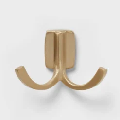Modern Octopus Double Hook Gold - Brightroom™: Cast Aluminum Towel Hook, Gold Plated Decorative Bathroom Accessory -Home Storage GUEST 3e4e2c74 3f10 4bb4 8666 8a25d6549499