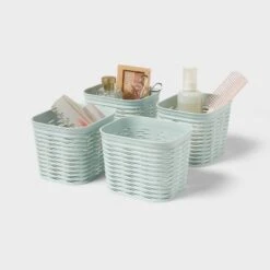 4pk Wave Mini Decorative Basket Mint Green - Brightroom™ -Home Storage GUEST 40a61d7e 32c9 42b5 8567 d3d05a3e19be