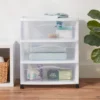 3 Drawer Wide Cart White - Brightroom™: Plastic Storage Drawers, Utility Cart With Casters, Portable Universal Storage -Home Storage GUEST 41559d35 e1ed 4b2b 8de2 fb77c89f6f6d