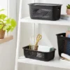 Narrow Small Decorative Plastic Bin Black - Brightroom™: Modern Rectangle, 3.2 Volume, Cut-Out Handles -Home Storage GUEST 44024ce8 96d5 4ca0 9ed2 4586f0ceea78