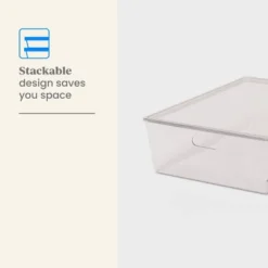 26L Stacking Clear Bin With Lid - Brightroom™: Plastic, Stackable, Universal Storage, 21.53" X 14.92" X 5.9" -Home Storage GUEST 45118b5c 8c98 410e 9a14 28f411e5270a