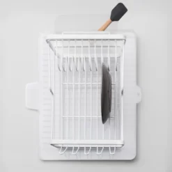 Dish Drying Rack Drainboard Clear - Brightroom™: Freestanding Plastic Dish Drainer & Strainer, 18"x15.8"