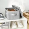 Fabric Shoe Bin With Lid Light Gray - Brightroom™: Square Storage With Handles, Fits 13" Cube System, No Assembly Required -Home Storage GUEST 473b64ee 3c02 4df6 b83c c3eb966b4a33