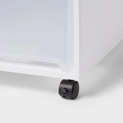 Modern Tall Narrow Drawer With Caster Wheel With Lock White 1pc - Brightroom™ 4 Modern Tall Narrow Drawer With Caster Wheel With Lock White 1pc - Brightroom™ - Image 2