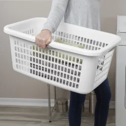 2bu Laundry Basket White - Brightroom™: Portable Plastic Clothes Organizer With Built-In Handles, 70.4L Capacity -Home Storage GUEST 4e5d455b 168d 44ae 9c06 c437a2dc19b5