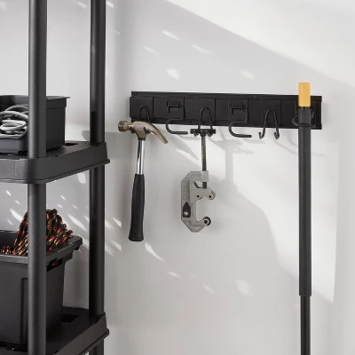 Garage Tool Hook And Rail Kit - Brightroom™: Steel Utility Storage Rack, Garage Organization, Broom Holder, Black 3 Garage Tool Hook And Rail Kit - Brightroom™: Steel Utility Storage Rack, Garage Organization, Broom Holder, Black