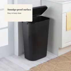 11.3gal Lift Top Waste Basket Black - Brightroom™: Kitchen Trash Can, Fingerprint-Resistant, Indoor Trash Bin -Home Storage GUEST 556e70f5 3f00 42aa 82b0 f2fe2ef56154
