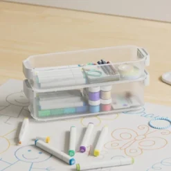 Click In Place 4.5qt Clear Slim Plastic Storage Bin With White Latch For Home And Office Organization - Brightroom™ -Home Storage GUEST 584ab2cc 4bb4 453f 89ec 92c7c83f516e