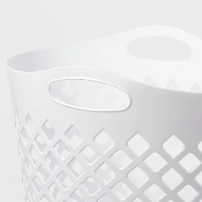 2.2bu Flexible Laundry Hamper White - Brightroom™: Tall Plastic Clothes Hamper With Built-In Handles, Diamond Pattern 4 2.2bu Flexible Laundry Hamper White - Brightroom™: Tall Plastic Clothes Hamper With Built-In Handles, Diamond Pattern - Image 2