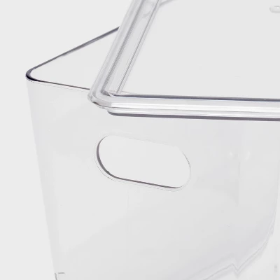 5L Stacking Clear Bin With Lid - Brightroom™: PET, Stackable, Universal Storage, Handles, 13.77" X 5.11" 4 5L Stacking Clear Bin With Lid - Brightroom™: PET, Stackable, Universal Storage, Handles, 13.77" X 5.11" - Image 2