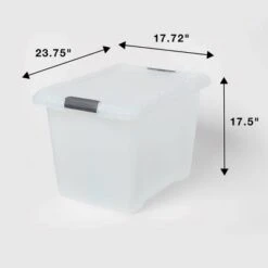 Large Frosted Latching Storage Box - Brightroom™: Stackable Clear Tote, 76L Capacity, Polypropylene, Universal Storage -Home Storage GUEST 5f3a33cb 8af8 4e67 a7ae b359e83eb08e