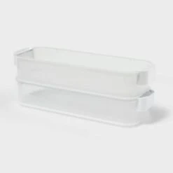 Click In Place 3qt Shallow Slim Plastic Storage Bin For Home And Office Organization Green Tint - Brightroom™ -Home Storage GUEST 60b78de5 a10b 42a0 81a0 1cc1253ce279