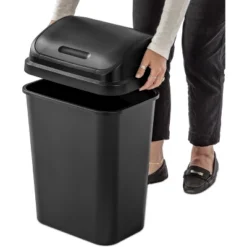 7.8gal Swing Top Waste Can Black - Brightroom™: Indoor Trash Bin With Lid, Textured Plastic, 21.375" Height -Home Storage GUEST 63a5ad24 6df2 45cf 86e5 8dfd743d4b53
