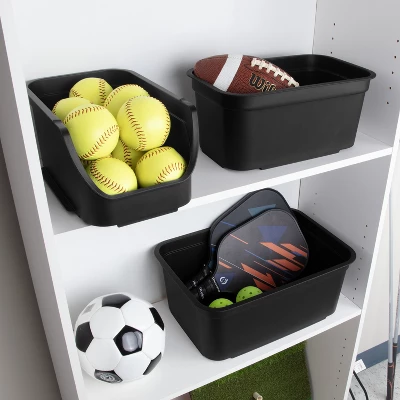 Folio Heavy Duty Storage Bin - Brightroom™: Black Plastic, Stackable, Portable, Universal Storage, 18.6 Volume Capacity 7 Folio Heavy Duty Storage Bin - Brightroom™: Black Plastic, Stackable, Portable, Universal Storage, 18.6 Volume Capacity - Image 5