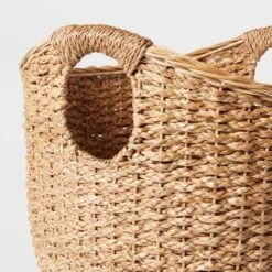 Large Round Braided Seagrass Basket - Brightroom™: Handwoven Khaki Wicker For Blanket Storage, Nest Certified -Home Storage GUEST 724b0baf d330 44c1 ad40 d271b3dbedc1