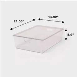 26L Stacking Clear Bin With Lid - Brightroom™: Plastic, Stackable, Universal Storage, 21.53" X 14.92" X 5.9" -Home Storage GUEST 85cf5793 f88f 4998 b98c f4704bdf204a