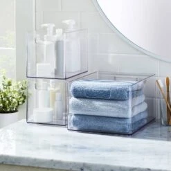 Bathroom Organizer Bin With Handles Clear - Brightroom™