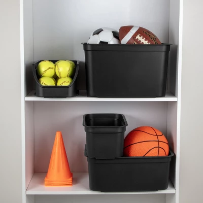 Folio Heavy Duty Storage Bin - Brightroom™: Black Plastic, Stackable, Portable, Universal Storage, 18.6 Volume Capacity 6 Folio Heavy Duty Storage Bin - Brightroom™: Black Plastic, Stackable, Portable, Universal Storage, 18.6 Volume Capacity - Image 4