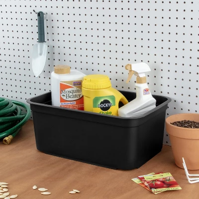 Folio Heavy Duty Storage Bin - Brightroom™: Black Plastic, Stackable, Portable, Universal Storage, 18.6 Volume Capacity 3 Folio Heavy Duty Storage Bin - Brightroom™: Black Plastic, Stackable, Portable, Universal Storage, 18.6 Volume Capacity