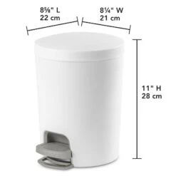 1.6gal Round Step Trash Can - Brightroom™: Compact Pedal-Operated Lid, Small Bathroom Bin, Textured White Finish -Home Storage GUEST a31ec134 a897 4672 95a9 73fe9fbbfe2d