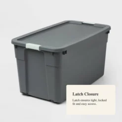 45gal Latching Storage Tote - Brightroom™: Portable Plastic Container With Lid, Universal Storage, Gray, 45 Gallon Capacity -Home Storage GUEST a42903f1 b0e7 4adf 995d 5bb50a587821