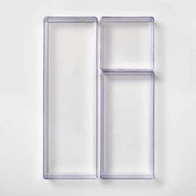 3 Bathroom Plastic Tray Beauty Organizer Set Clear - Brightroom™ 4 3 Bathroom Plastic Tray Beauty Organizer Set Clear - Brightroom™ - Image 2