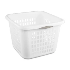 1.5bu Plastic Square Laundry Basket - Brightroom™: Medium White Clothes Hamper With Built-In Handles, Portable Storage -Home Storage GUEST b3a07e8d 196b 494f a6c1 dc231ca035ec