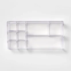 Bathroom Plastic 9 Slot Mixed Cosmetic Organizer Clear - Brightroom™: Makeup & Vanity Organizer Tray For Bathroom Countertop -Home Storage GUEST b6a8c92c 124b 42ff a4df dc6a93cd84ef