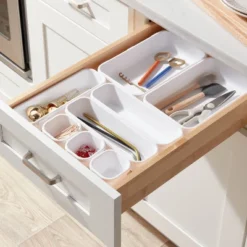 8pc Plastic Drawer Organizer Set White - Brightroomâ„¢: Modern In-Drawer Flatware Storage, Multiple Compartments, Dishwasher-Safe