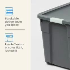 12gal Latching Storage Tote - Brightroom™: Stackable Gray Utility Bin With Lid, Portable Universal Organizer 10 12gal Latching Storage Tote - Brightroom™: Stackable Gray Utility Bin With Lid, Portable Universal Organizer -Home Storage GUEST c411b0b2 f708 4c68 acbb d6d0338906b3