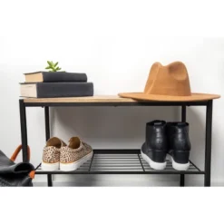 3 Tier Shoe Rack Black Metal With Natural Wood - Brightroom™ 18 3 Tier Shoe Rack Black Metal With Natural Wood - Brightroom™ -Home Storage GUEST c78940d7 09ac 4528 9c99 1acfbc7d38b2