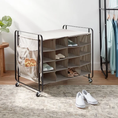 4 Tier Rolling Cubby Shoe Rack Gray - Brightroom™ 3 4 Tier Rolling Cubby Shoe Rack Gray - Brightroom™