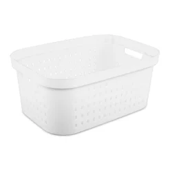 1.5bu Rectangle Modern Laundry Basket - Brightroom™: White Plastic Clothes Basket With Built-In Handles, Medium Size -Home Storage GUEST cc28ac84 ff71 41ec aa28 778151e96fdd